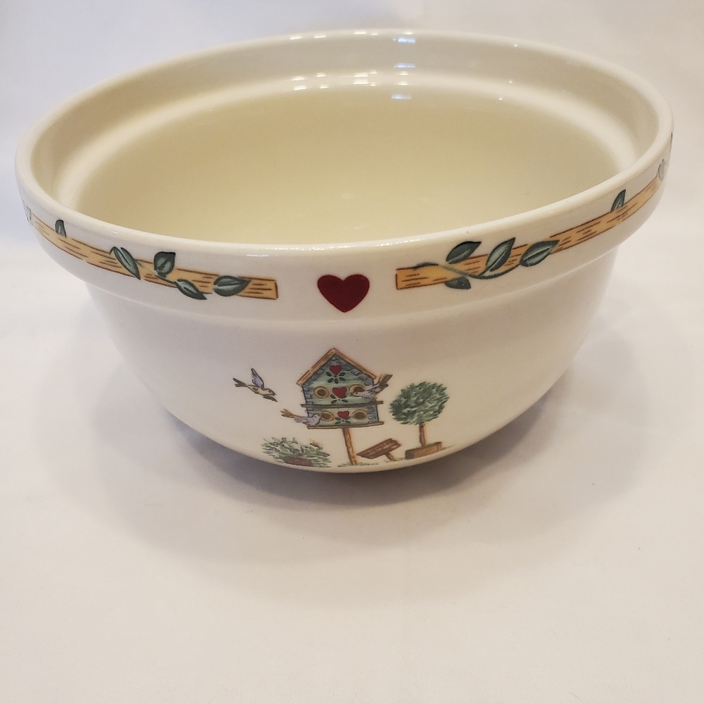 Casuals By China Pearl Vintage Stoneware Birdhouse Small Mixing Bowl